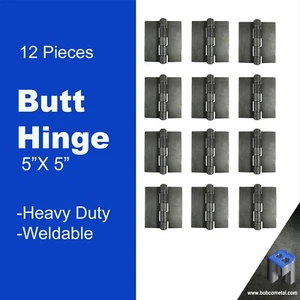 Heavy Duty Weldable Butt Hinges 5" x 5" - Steel Butt Hinges | 12 Pieces - Picture 1 of 7