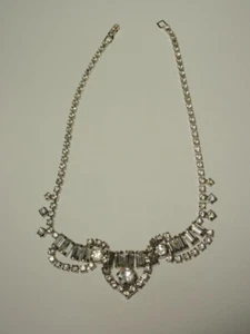 Vintage signiertes Kramer klar Strass Latz Halsband Halskette - Bild 1 von 9