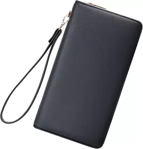 Chelmon Women'S Wallet RFID Blocking Long Clutch Zip around Travel Leather Purse - Picture 1 of 12