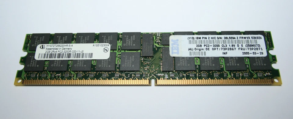 8GB 4x2GB Server RAM Infineon HYS72T256220HR-5-A - PC2-3200R 400MHz ECC Reg - Immagine 1 di 1