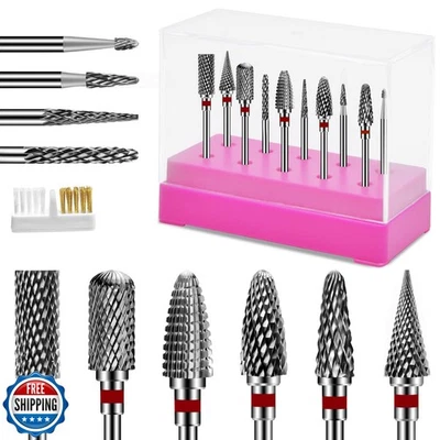 CGBE Nail Drill Bits Set: 10PCS Tungsten Carbide Nail Drill Bits for Acrylic  - Image 1 of 4