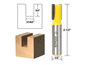 31/64" Undersized Plywood Straight Dado Router Bit - 1/2" Shank - Yonico 14922 - Picture 1 of 1
