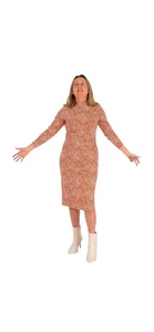 Kettlewell Safari Zebramuster Stehkragen Baumwolle Stretch Strick Midikleid 12 LL - Bild 1 von 8
