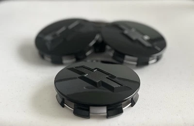 4 Gloss 83mm Black Silverado Suburban Tahoe Fit Chevy 2014-19 Center Caps 3.25" - Image 1 of 4