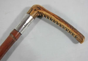 Fine Antique 1918 Silver Mounted Fox Hunting Whip Crop  Equestrian Collectible a - Picture 1 of 12