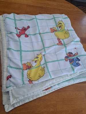 Edredón de bebé ELMO SESAME STREET 1997 de colección cosido a mano 37"x38" impresión rara Foto 1 de 4