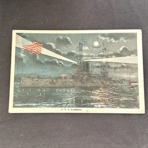 Cartolina d'epoca nave USS Alabama - Foto 1 di 2