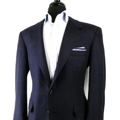 Casaco esportivo Oxxford Clothes dois botões sem ventilação vintage azul marinho cashmere mix ~41 - Imagem 1 de 4