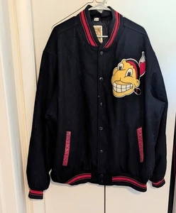 Giacca vintage Mitchell Ness Cleveland Indians Varsity taglia 2XL blu capo Wahoo - Foto 1 di 23