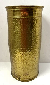 Vintage MCM Hammered Brass Cane Umbrella Stand Holder 18” x 9” - Picture 1 of 7