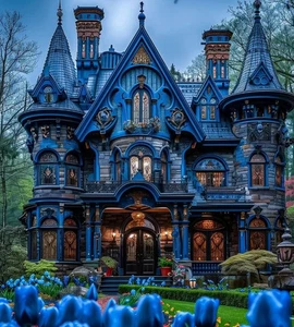 Diamond painting blue Victorian mansion DIY kit 60x70cm full round 5D AB adult - Picture 1 of 5