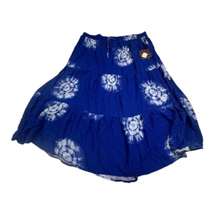 Knox Rose Damen XXL Rock blau weiß Batik Stufen Gummibund Neu mit Etikett - Bild 1 von 9