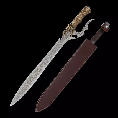 Espada/batalla dragón hecha a mano lista con vaina de cuero regalo para él Foto 1 de 4