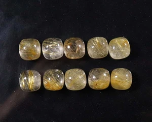 Cuscino in rutilo dorato naturale cabochon da 6 mm a 15 mm pietra preziosa sfusa - Foto 1 di 2