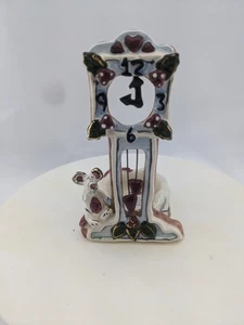 Vintage 2002 Blue Sky Heather Goldmine Weihnachten Maus Uhr Teelicht Kerzenhalter  - Bild 1 von 7