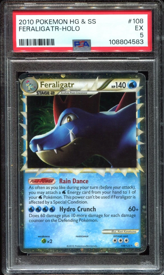 Feraligatr 108/123 Holo Rare PSA 5 HeartGold SoulSilver Pokemon Card - Image 1 of 2
