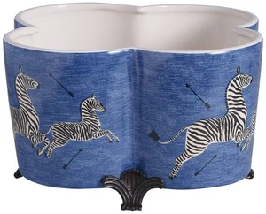 Port 68 Scalamandre Pflanzgefäß Zebra blau 14" breit Vierflügelfolie - Bild 1 von 1