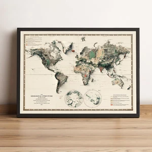 Mapa del mundo, mapa mundial de alivio 2D, mapa mundial vintage - plano 2D - Imagen 1 de 9