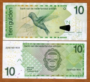 Netherlands Antilles 10 Gulden, 2016, P-28 (28h), UNC Hummingbird - Picture 1 of 1