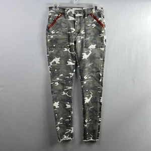 Etienne Marcel Pants Women's Skinny Jeans Camo size 27 Green Gray Ankle Fringe - Picture 1 of 14