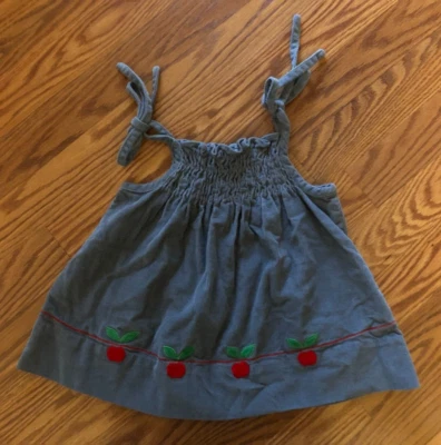 Jersey ajustado elástico de pana azul/gris vintage para niñas pequeñas talla 2T Foto 1 de 4