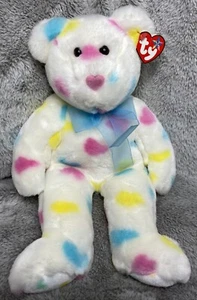 Ty Beanie Buddy Kissme the Confetti Hearts Bear 15" 2002 Retired Plush - Picture 1 of 5