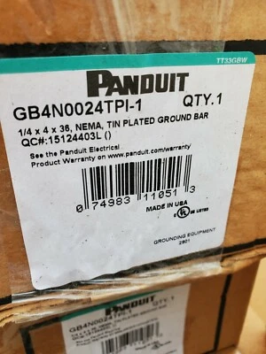 PANDUIT 3ft Ground Bar GB4N0024TPI-1  Tin Plated Busbar (36in) - Image 1 of 4