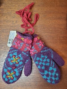 Lost Horizons Made in Nepal 100% Wool Fleece Lined Kids Mittens Size Small - NWT - Picture 1 of 3