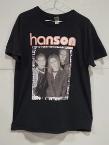 Vintage 1990s 90s Large L Black Hanson Band Gildan T-shirt Concert Tee Nirvana - Picture 1 of 10