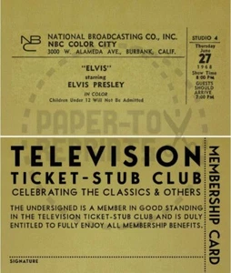 ELVIS SPECIAL - BOLETO DE TELEVISIÓN - TALÓN CLUB - REIMPRESIÓN DE BOLETOS - TARJETA DE FANTASÍA - Imagen 1 de 1