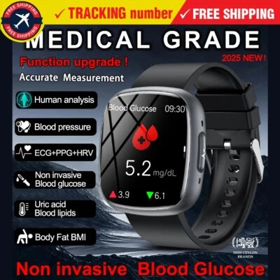 2025 New ECG+PPG Uric Acid Smartwatch Bluetooth Blood electrocardiogram HRV BMI - Image 1 of 4
