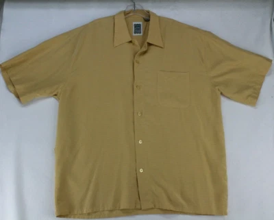 Ocean Current 衬衫男式大号黄色短袖纽扣 — 第 1/4 张图片