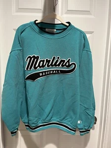 Vintage Starter Florida Marlins Embroidered Logo Pullover Sweatshirt Men’s Large - Picture 1 of 15
