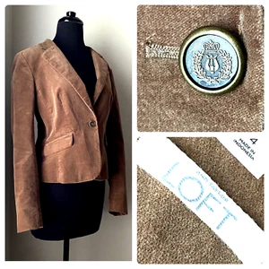 Giacca blazer Ann Taylor Loft marrone scamosciato crop 4 - Foto 1 di 16