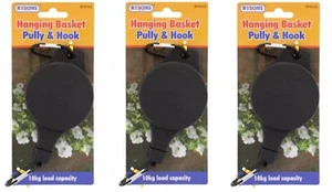 3x Strong Retractable Pulley Plant Hanging Basket Pull Down Hanger Garden Basket - Picture 1 of 6