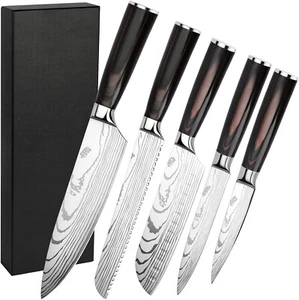 Messer Set 5-teilig Edelstahl Küchenmesser Ergonomisch Profi Kochmesser C48 - Bild 1 von 7