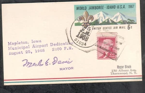 1968 air mail postal card Mapleton Iowa airport dedication /one of 262 serviced - Picture 1 of 1
