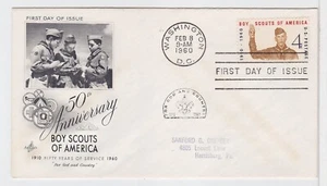 TurtlesTradingPost- Boy Scouts 50th 1960 #1145  FDC Artcraft Cachet - Picture 1 of 1