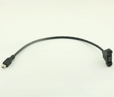 1FT Mini USB 5 Pin Male to Female Panel Mount Extension Adapter Cable w/ Screws - Image 1 of 4