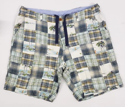 Pantalones Cortos J Crew FIELD SHORT 93843 Para Hombres 38 Azul Cuadros Hawaiano Patchwork Cordón Foto 1 de 4