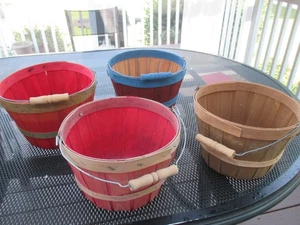 Apple Orchard 1/4 Bushel Basket Vintage Primitive Wood Handle Red and Green 2 - Bild 1 von 10