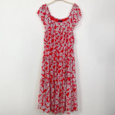 Tommy Hilfiger Off Shoulder Floral Tiered Midi Dress 14 Cottagecore Boho - Image 1 of 4