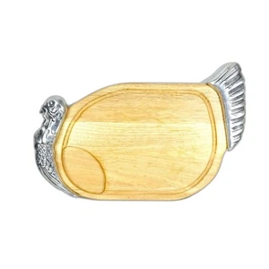 Bandeja para servir charcutería de pavo de colección tabla de cortar de aluminio de madera de haya - Imagen 1 de 7