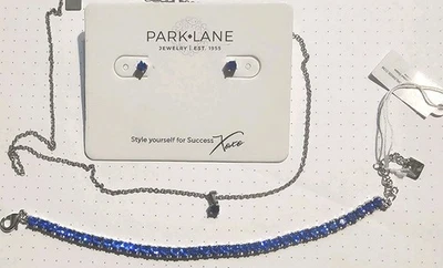 RARE! Park Lane MICRO Sapphire Impression Bracelet, Earrings, Necklace  Silver!  - Image 1 of 4