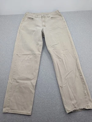 VTG Lee Riveted Jeans Mens 36x34 (Meas 33x32) Beige Stonewash Union Made In USA - Image 1 of 4