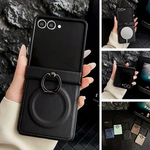 Funda de cuero con soporte de anillo magnético para Samsung Galaxy Z Flip 7 FE/Flip7/6/5/4/3 - Imagen 1 de 34