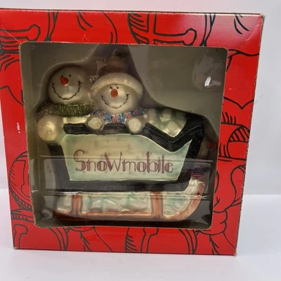 Muñecos de nieve pintados a mano Kurt Adler moto de nieve vidrio soplado adorno de Navidad NUEVO Foto 1 de 4