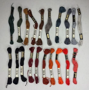 LOT of 20 Skeins DMC 25 Embroidery Floss 100% Cotton - Orange / Brown / Black - Picture 1 of 15