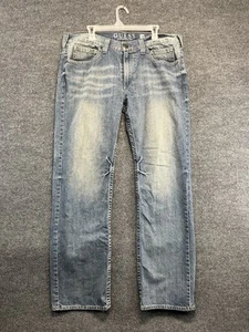 Guess Jeans Men 38x32 Pasadena Straight Whiskered Medium Wash Denim Pants - Picture 1 of 11
