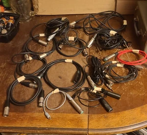 VTG audio video 3 pin microphone cable cord big lot of 15 AUCTION FIND !! - Picture 1 of 8